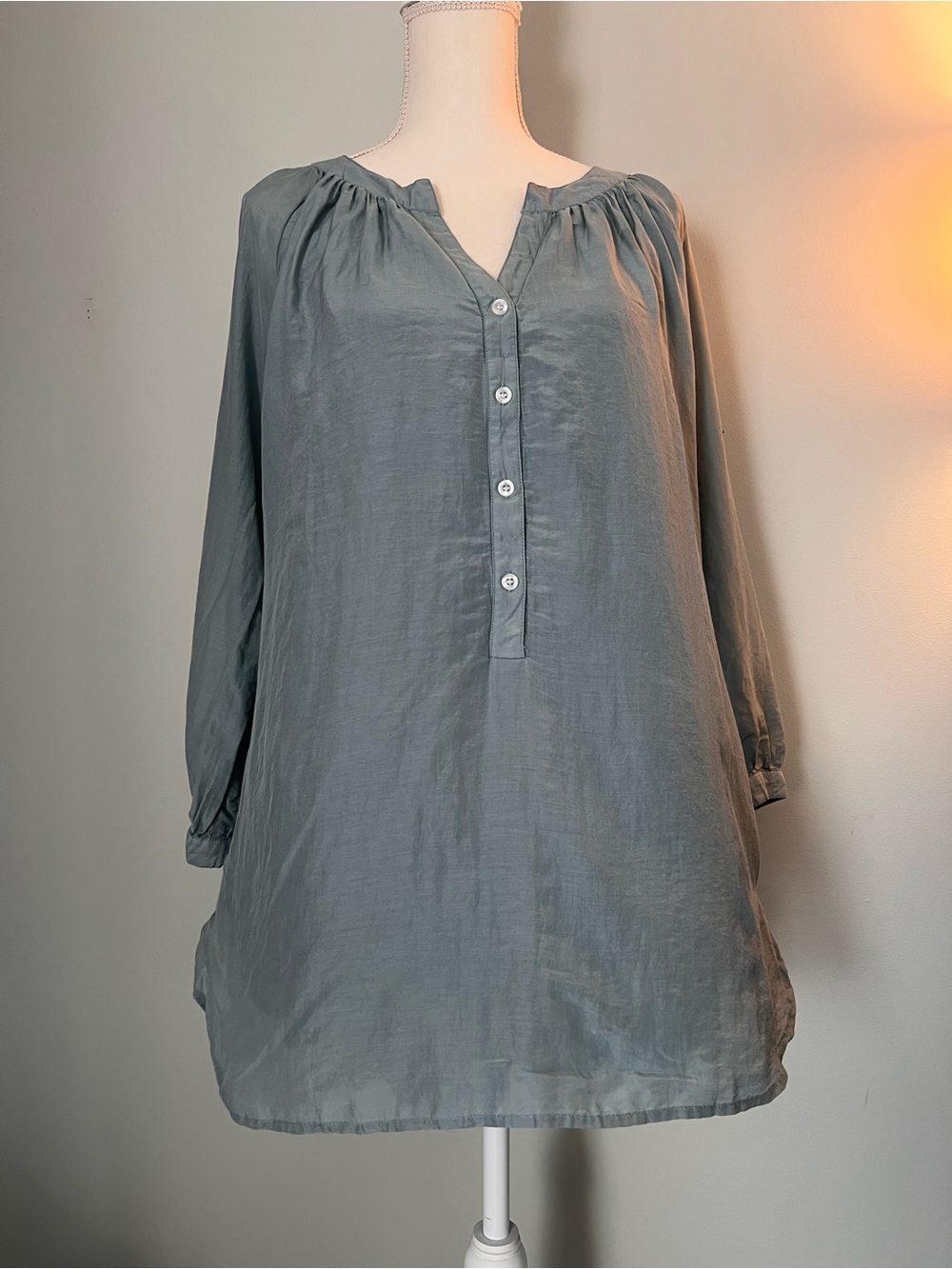 Soft Surroundings Teal/Blue Silk/Lace Tunic Blouse